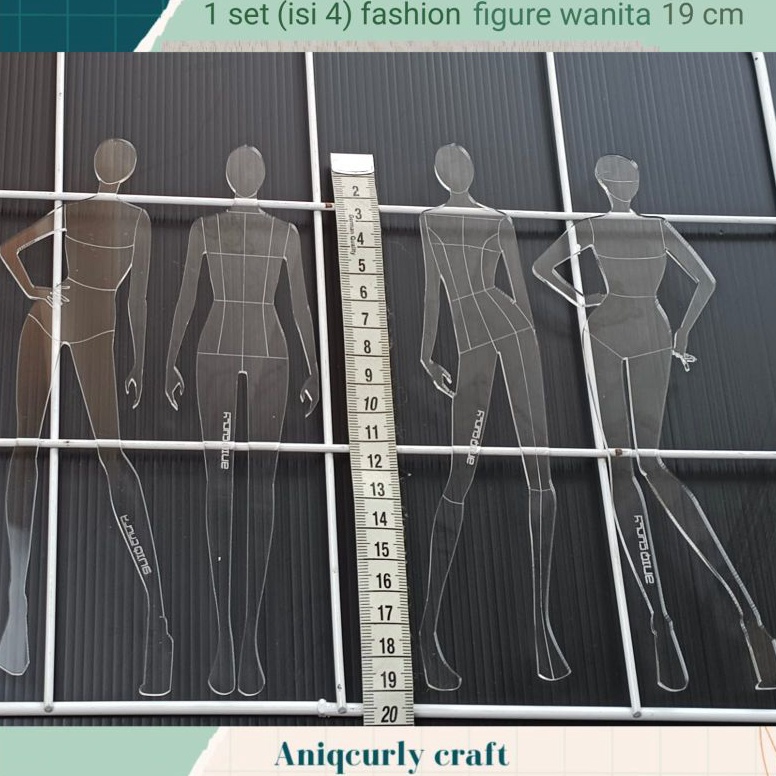 

KODE I54C 1 set isi 4 pcs penggaris fashion figureproporsi tubuh wanita tinggi 19cmA5