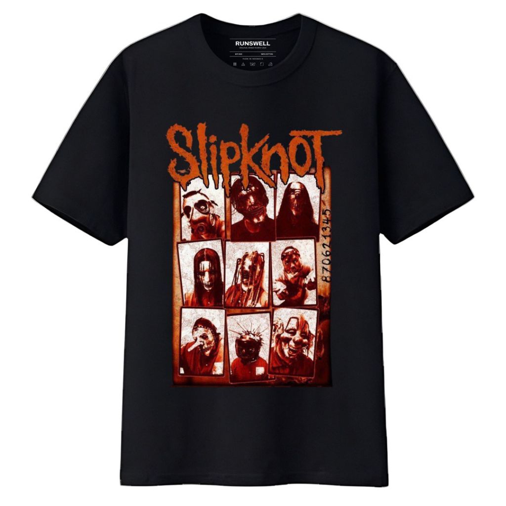 Kaos Slipknot Tshirt Band Metal Rock Hardcore Pria Wanita Hitam Putih Baju Couple Band