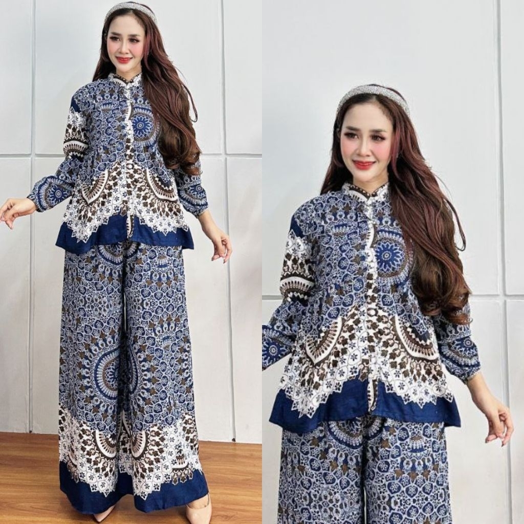 FLAVIO SET CPLP KULOT BALON ONESET JUMBO MOTIF BUNGA VIRAL OOTD DAILY KEKINIAN SETELAN REMAJA BUMIL 
