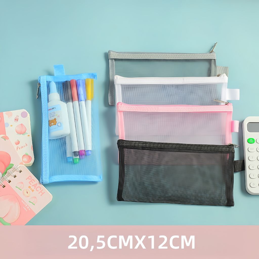 

Kotak Pensil Transparan Portabel Resleting Jaring + Tas Kosmetik Multifungsi A6 (BPA Free) - Best Seller
