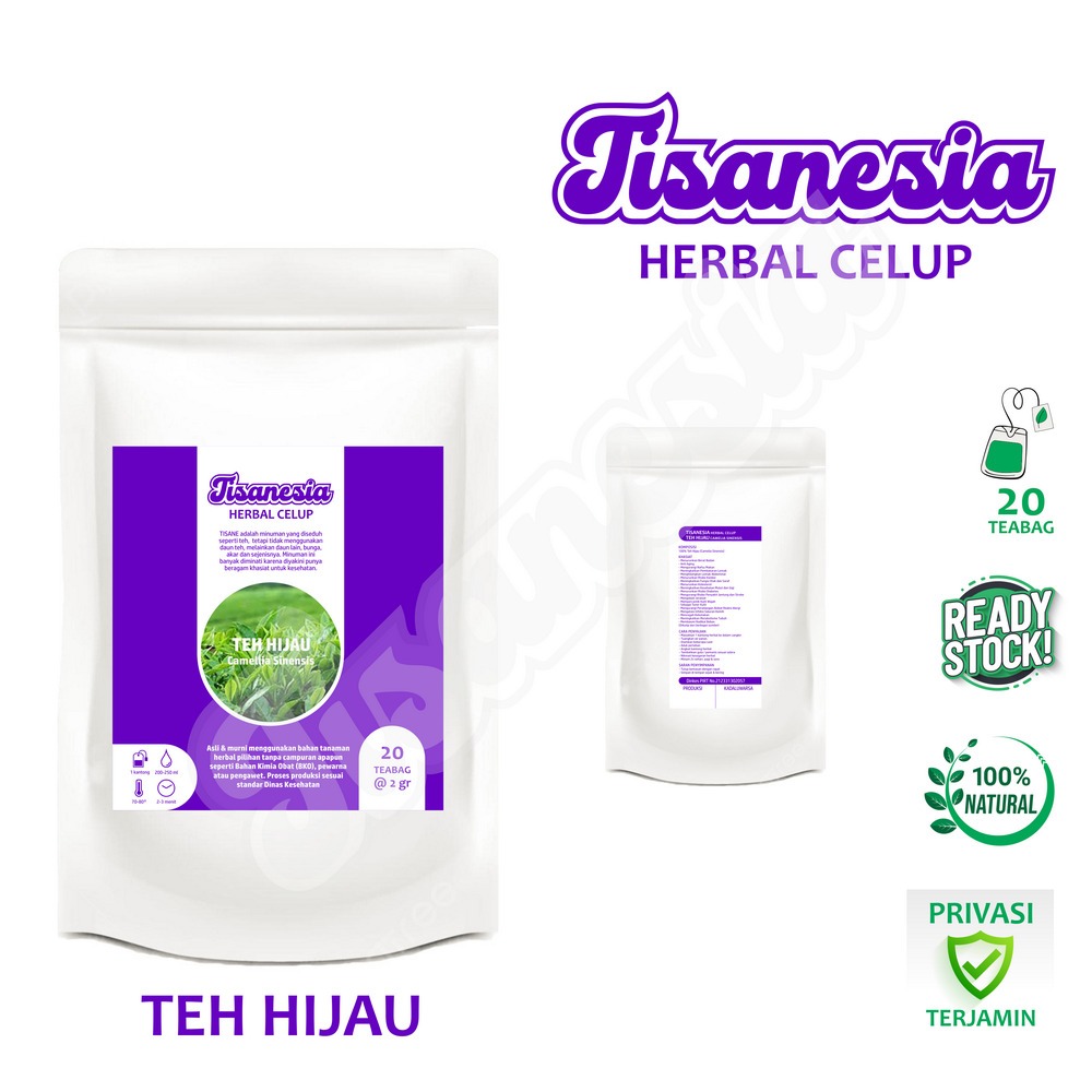 

TEH HIJAU TISANESIA Herbal Celup 20 Teabag Mengatasi Kesehatan Kulit Jerawat Mengurangi Nafsu Makan