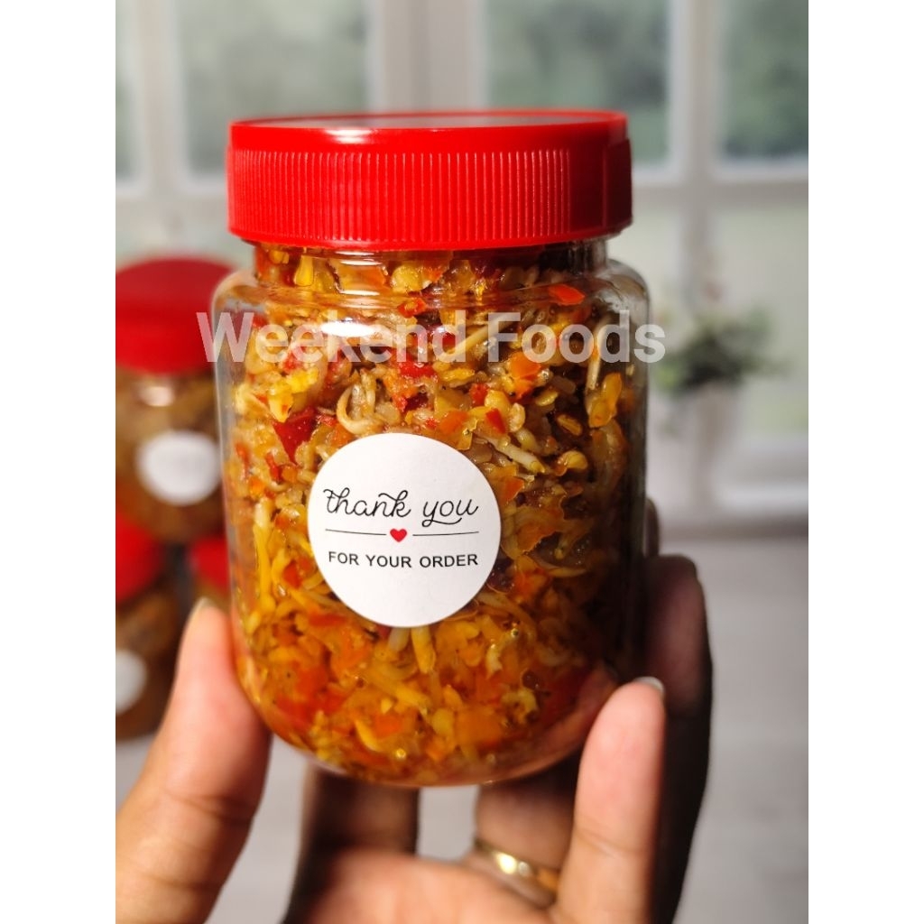 

Sambal Teri pedas nampol kemasan botol 200 ml