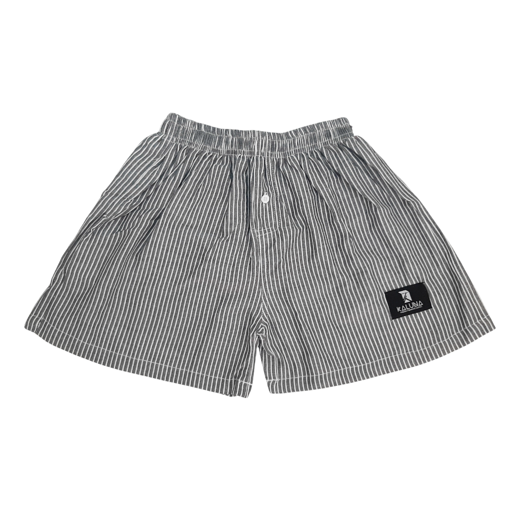 Celana Stripe Pants Basic Boxer Unisex Pria Wanita Variasi Saku Kancing Motif Salur Pendek Santai Ko