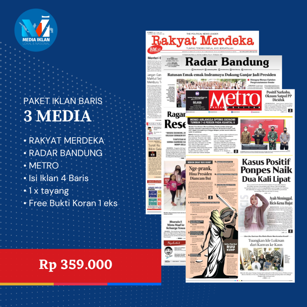 IKLAN KORAN KEHILANGAN BPKB STNK AJB SHM PAKET 3 MEDIA (1 Lokal Bandung)