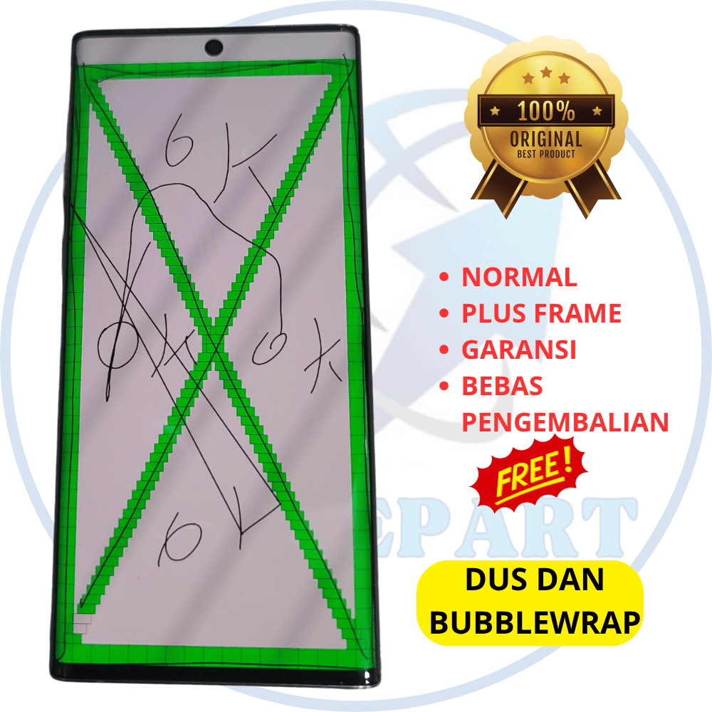 lcd hp samsung note 10 - n970 - plus frame - fullset - asli original copotan cabutan bawaan
