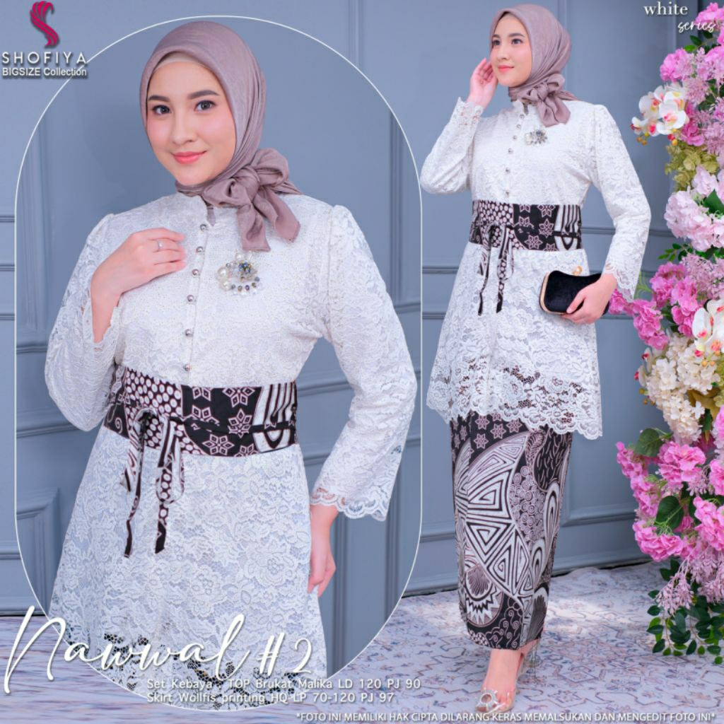 Nawwal set kebaya brokat jumbo big size baju kondangan setelan model tunik