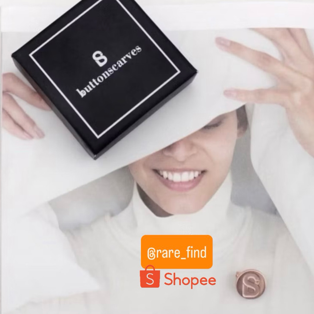 [NEW] Original Buttonscarves Brooch Round Signature BS Bros Bulat Rose Gold Silver BLACK Preloved RM