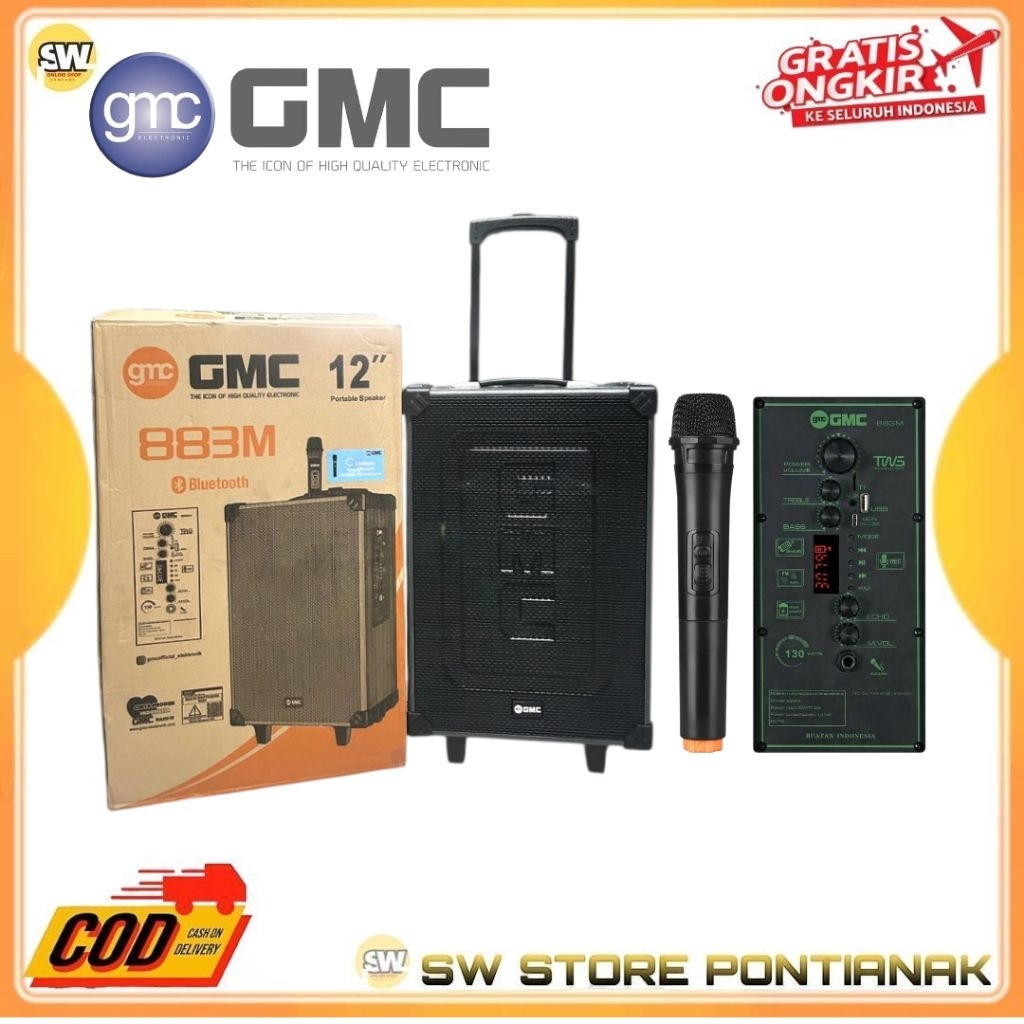 GMC SPEAKER PORTABLE BLUETOOTH 12 INCH GMC 883M MIC WIRELESS / SPEAKER MEETING BASS GMC 883M BLUETOO