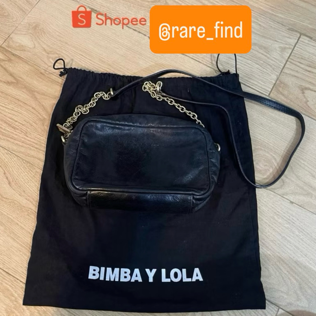 [PRELOVED] Authentic Bimba Y Lola Black Leather Steap Chain Rantai Kulit BlackBukan Hitam PUtih Biru