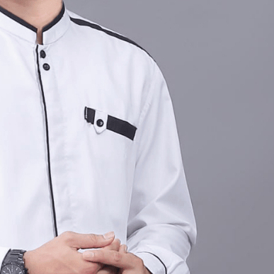 PREMIUM Baju Koko Pria Elrumi Lengan Panjang Motif Yisunsin Warna Putih Kemeja Koko Putih Baju