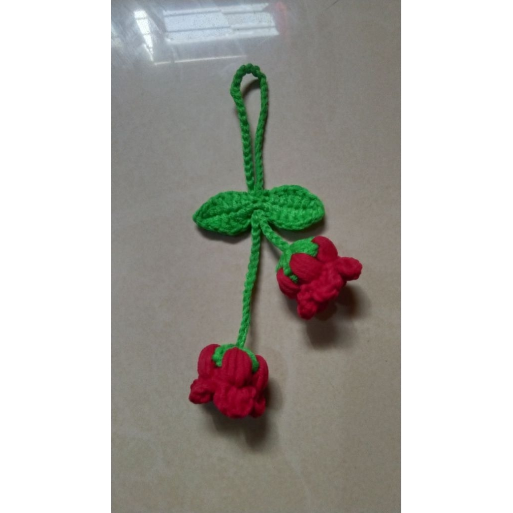 gantungan kunci bunga rajut/bunga lonceng