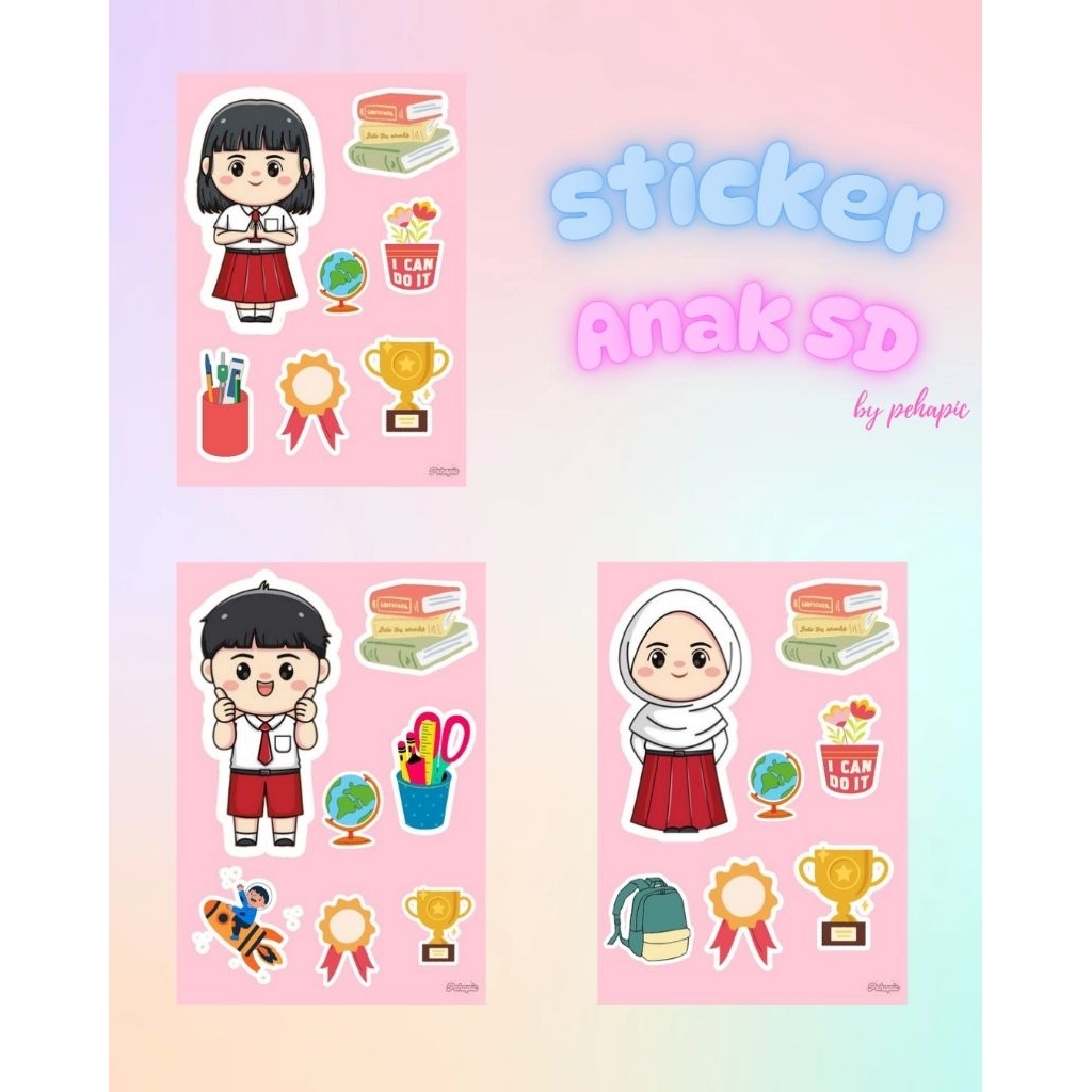 

Stiker anak SD lucu karakter nama buku sekolah 1 paket isi 4pcs custom