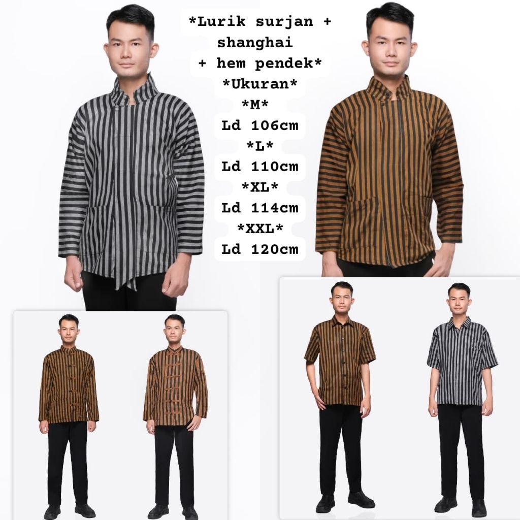 Lurik surjan hem batik kerah shanghai hem batik surjan batik lurik