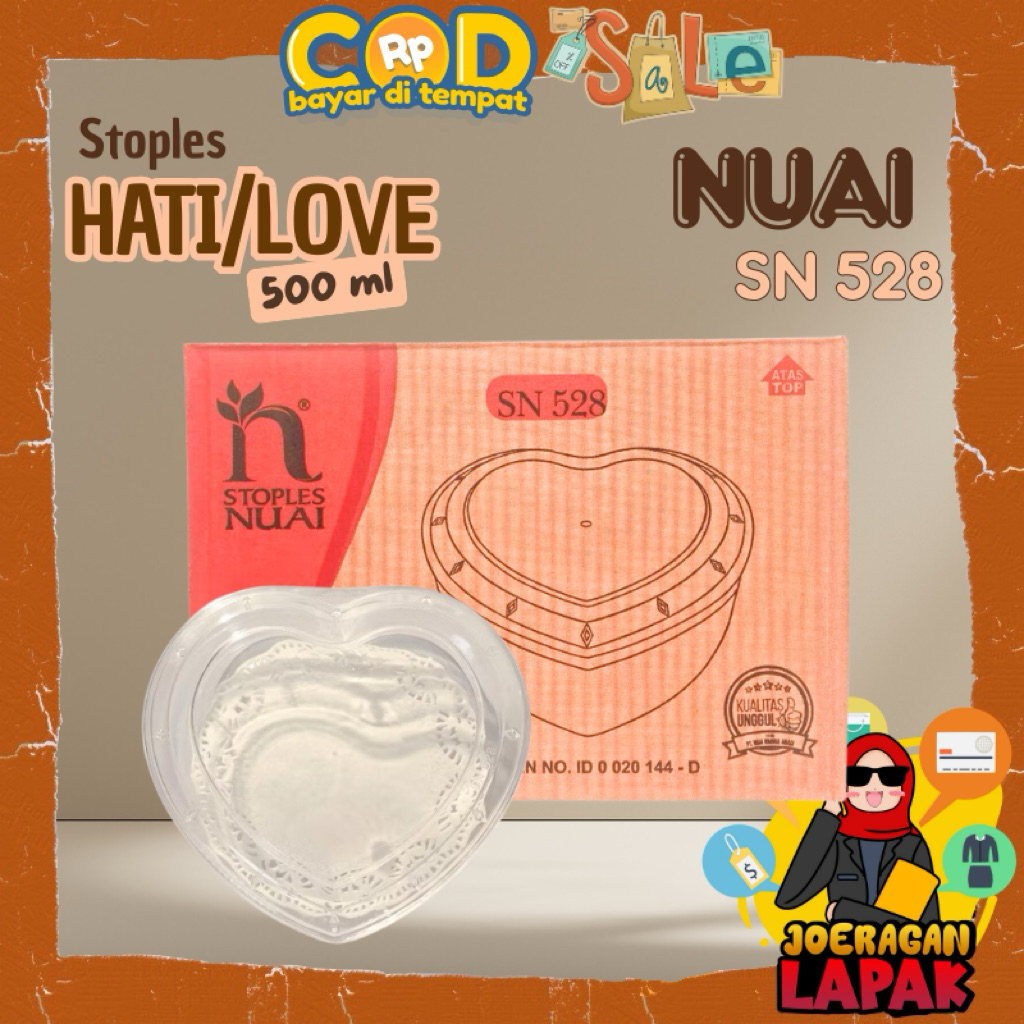 [JOERAGAN LAPAK] TOPLES NUAI SN 528 (12PCS) / 500ml BENTUK HATI LOVE TEMPAT KUE KERING SNACK JAJAN M