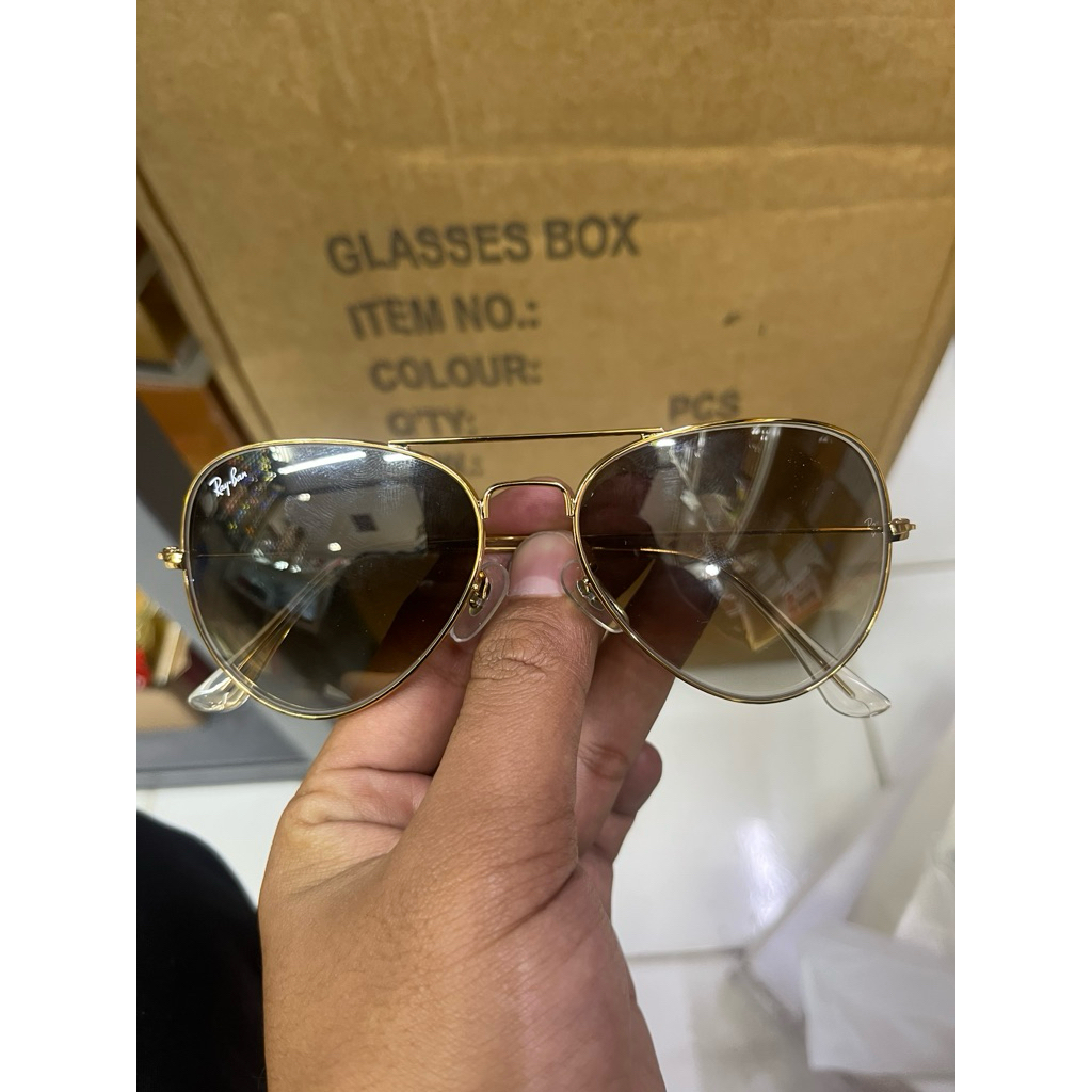 KACAMATA RAYBAN AVIATOR 3026 CLASSIC GOLD LENSA GRADASI COKLAT second ori