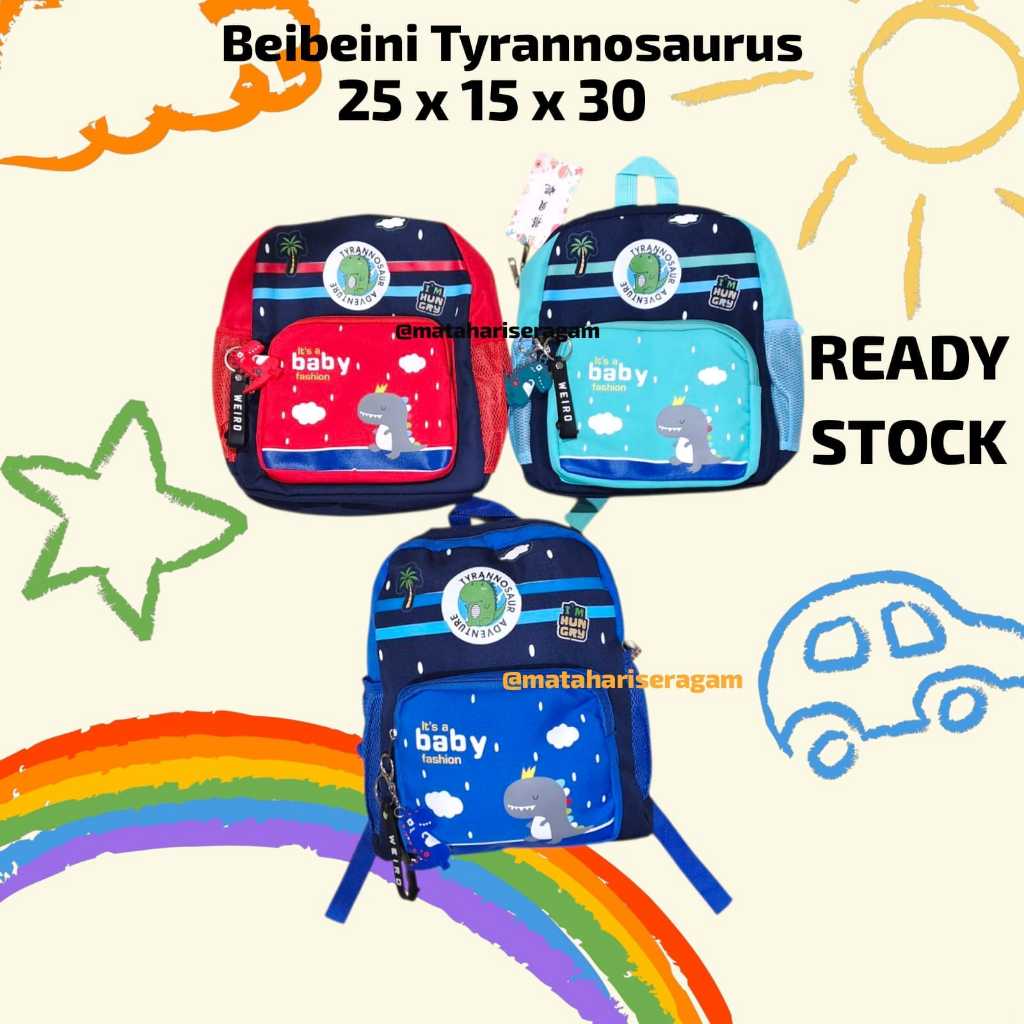 Tas Ransel Anak Paud Dinosaurus Beibeini / Tas Dinosaurus / Tas Sekolah Import / Tas Anak