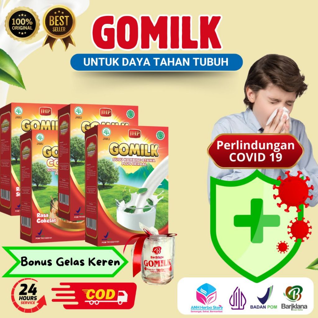 

Gomilk Susu Etawa Booster Imun 4 box Gratis Gelas Keren - Susu Untuk Covid 19 - Susu Etawa Asli + Herbal