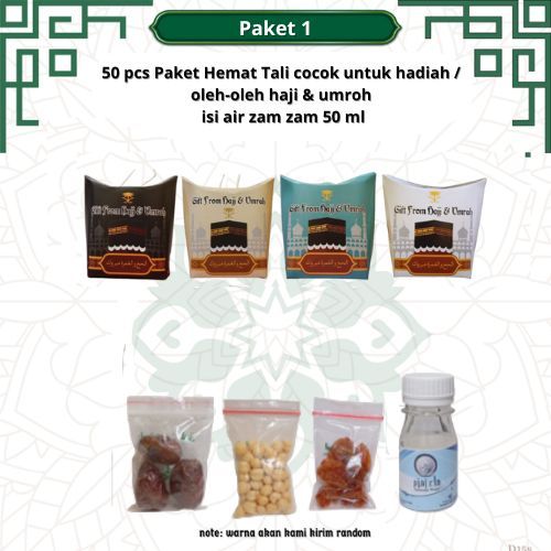 

paketan hemat tali 50 pcs untuk oleh oleh haji dan umroh (isi air zamzam 50 ml)