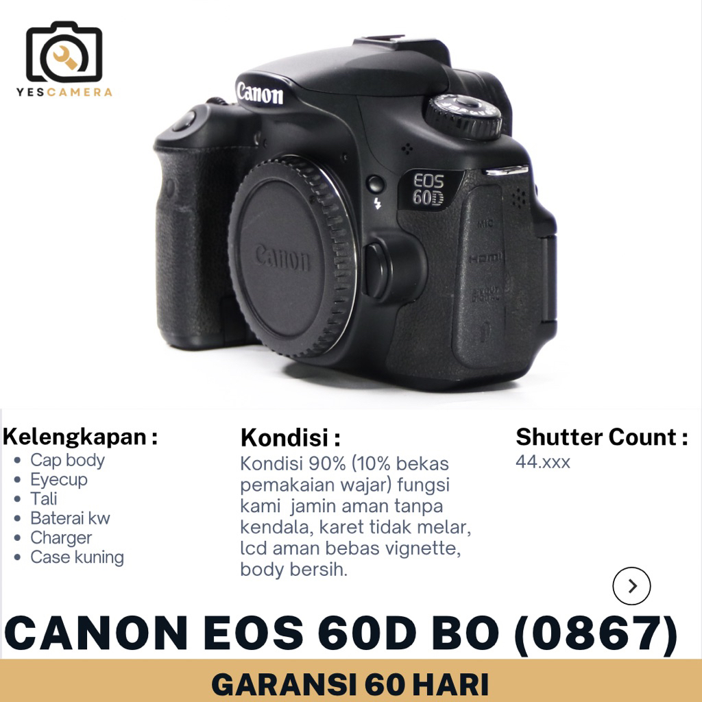 Canon EOS 60D Body Only (Bekas) - 18MP, Full HD - Unit Only(0867)