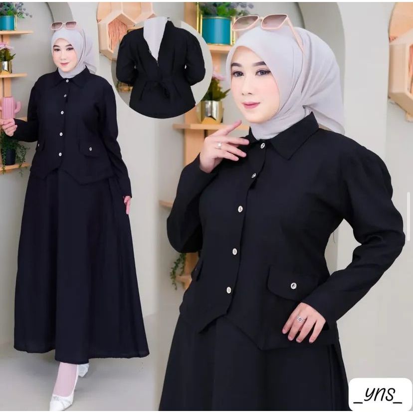 Lula Set Polo Linen Gamis Pesta Gamis Elegant Gamis Murah Gamis Terbaik Gamis Grosir Tahun 2025