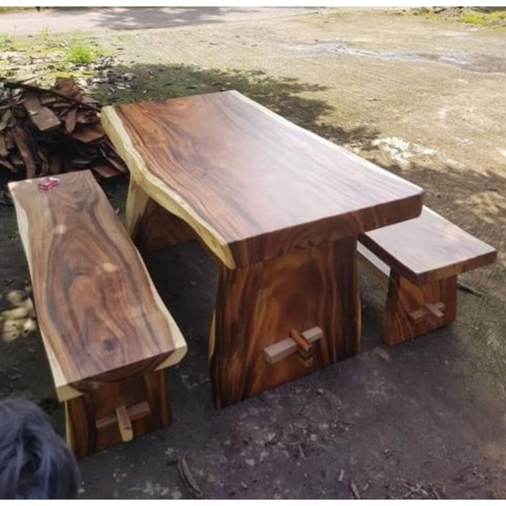 BM1 Bench Trembesi Solid Bangku Taman Bangku Teras Kayu Alami