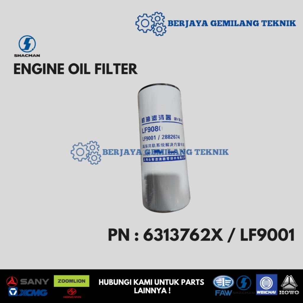 Engine Oil Filter Shacman Sparpart 6313762X LF9001