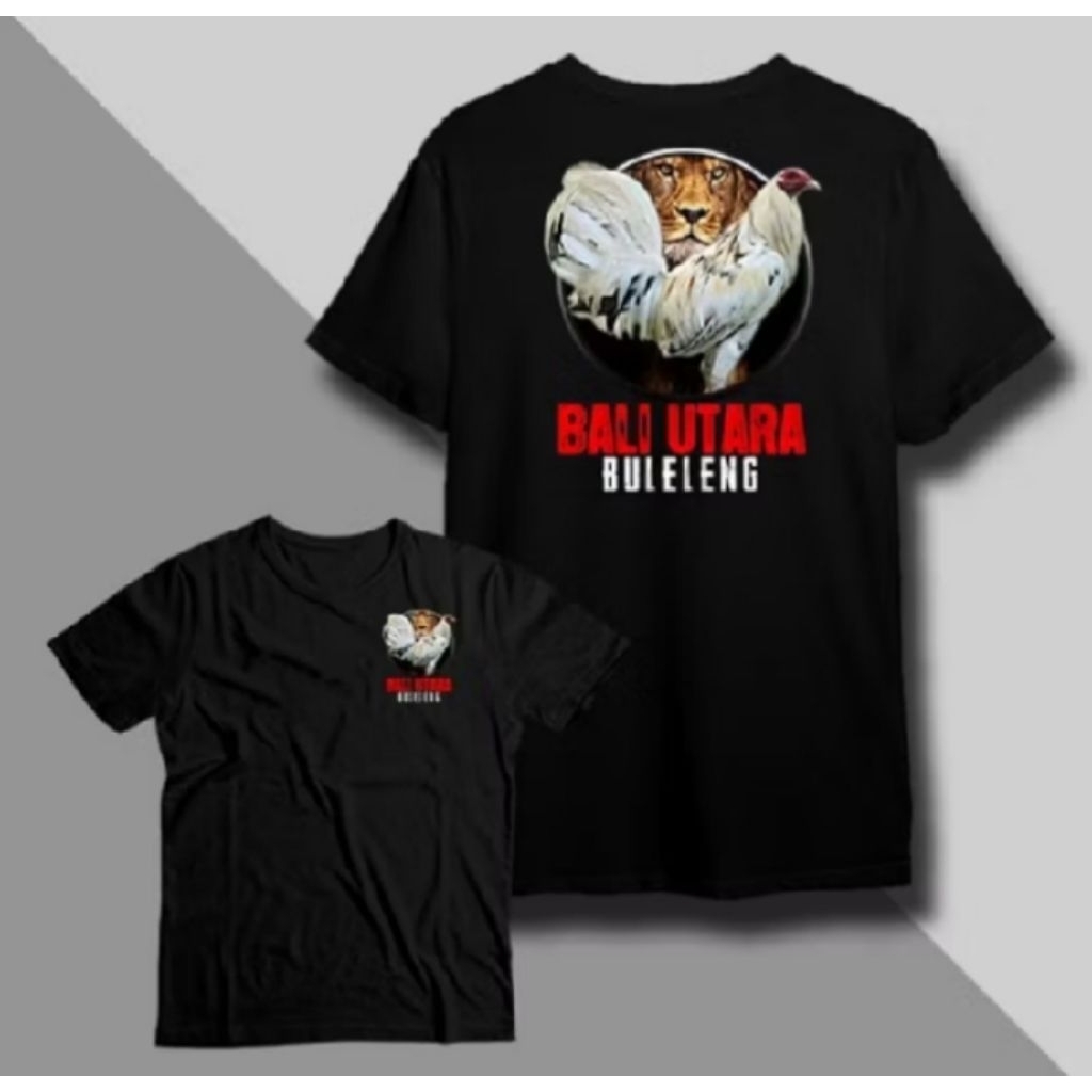 KAOS HITAM AYAM BALI UTARA BULELENG-Kaos Ayam  Tajen Bali Singa