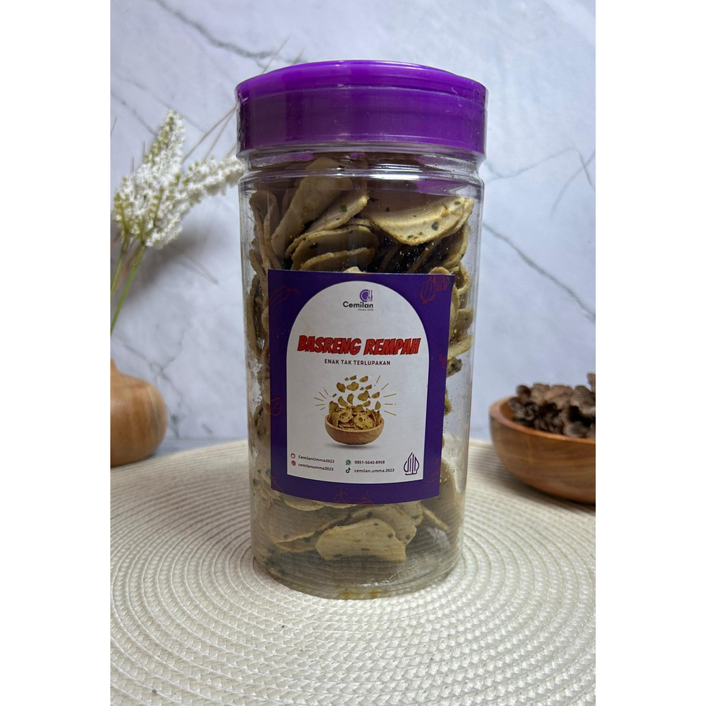 

Basreng Rempah non msg kemasan Toples 1000ml isi 250gr