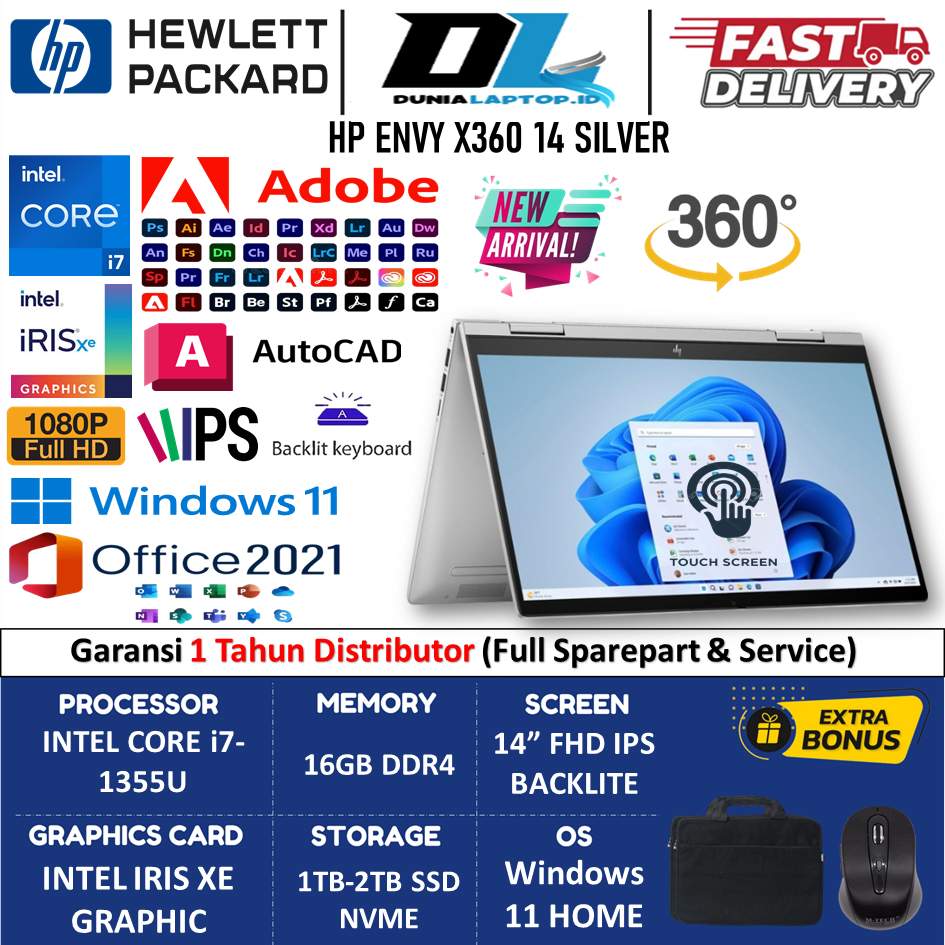 Laptop 2in1 HP Envy X360 14 Intel i7 1335U 16GB 1TB SSD FHD IPS TOUCHSREN Windows 11 Home