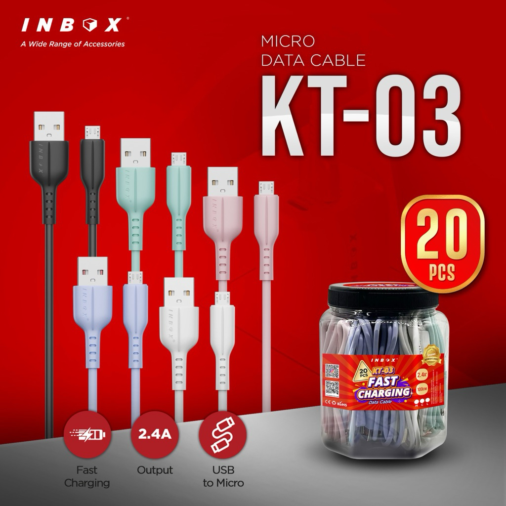 [HWARTZ] Inbox Kabel Data KT-03 2.4A Micro, Type-c , Lightning Fast Charging dan Data Transfer Cable