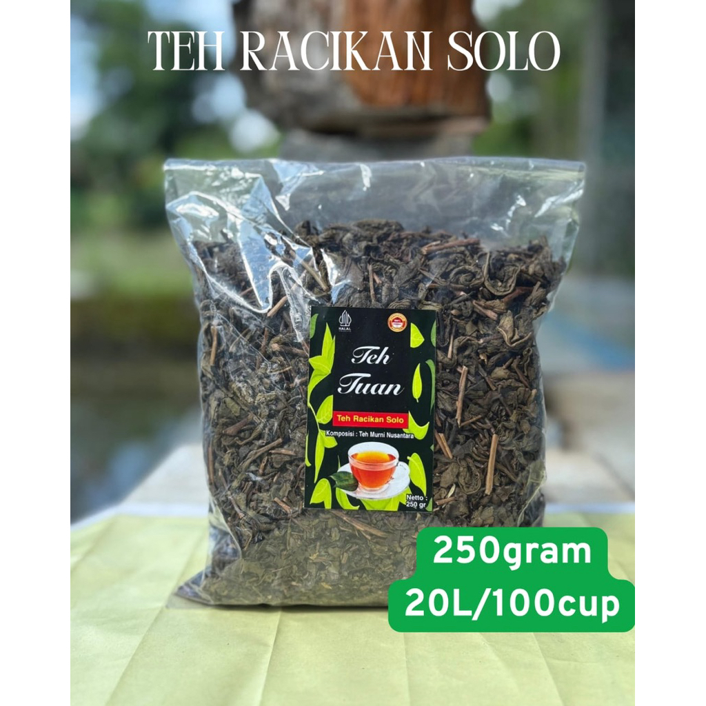 

Teh racikan solo 250 gram. WANGI SEPET KENTEL untuk 20 liter air