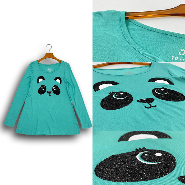 ATASAN KAOS ANAK JUNIOR LONGSLEEVE HIJAU TOSCA MOTIF