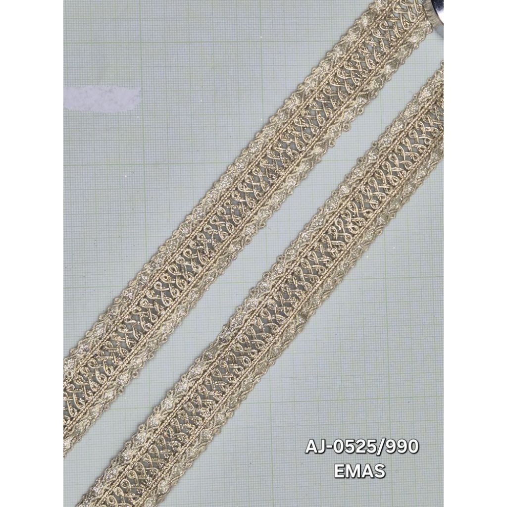 Renda emas perak india AJ 0525/990 10yard
