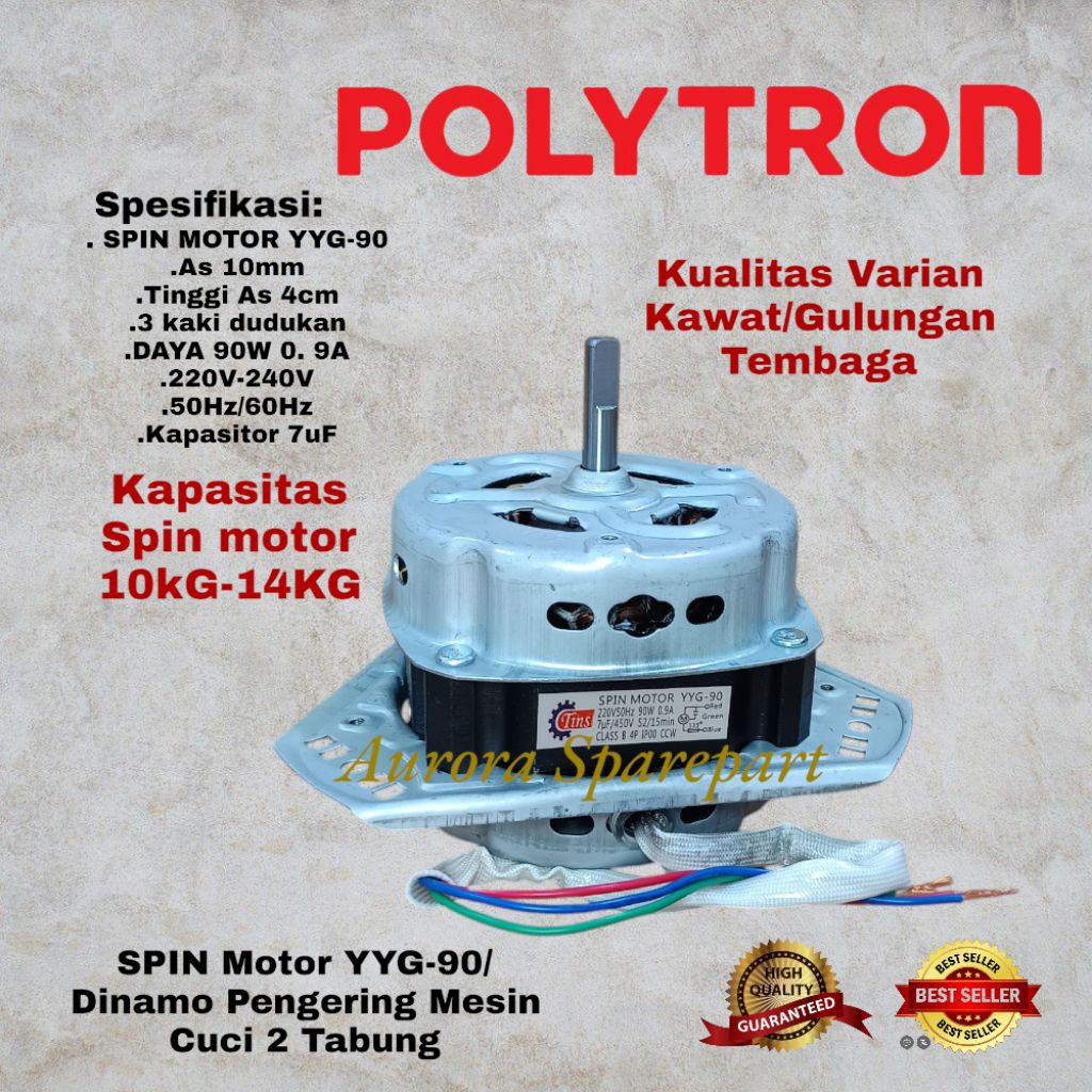 Dinamo Pengering 90W 10KG-14KG Varian tembaga mesin cuci Polytron 2 Tabung