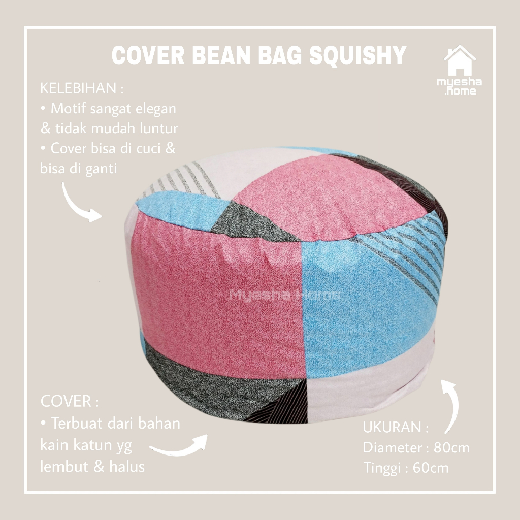 Cover Sofa Bean Bag Squishy / Sarung Sofa Bean Bag Bulat CBS65