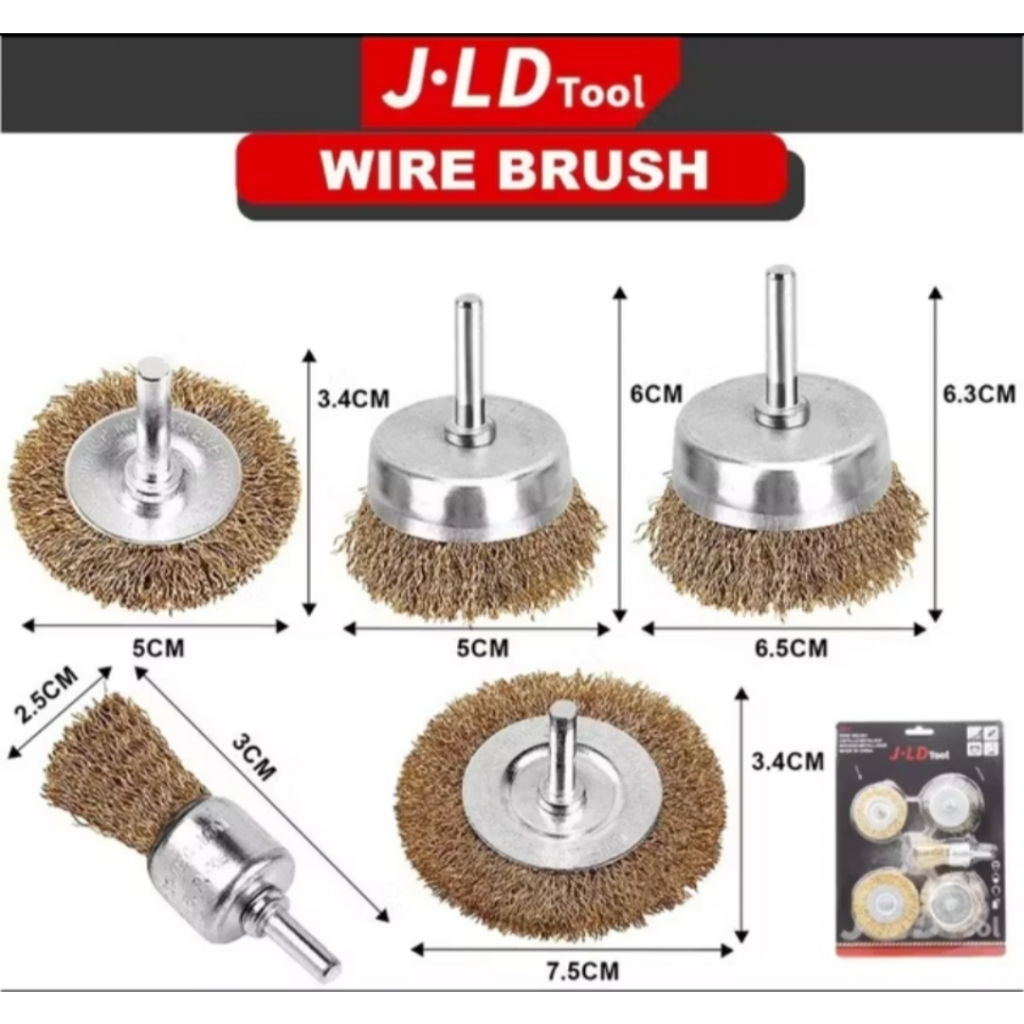 JLD mata sikat mangkok mini kawat besi 5pcs - brush wire bor mangkok kawat sikat bor