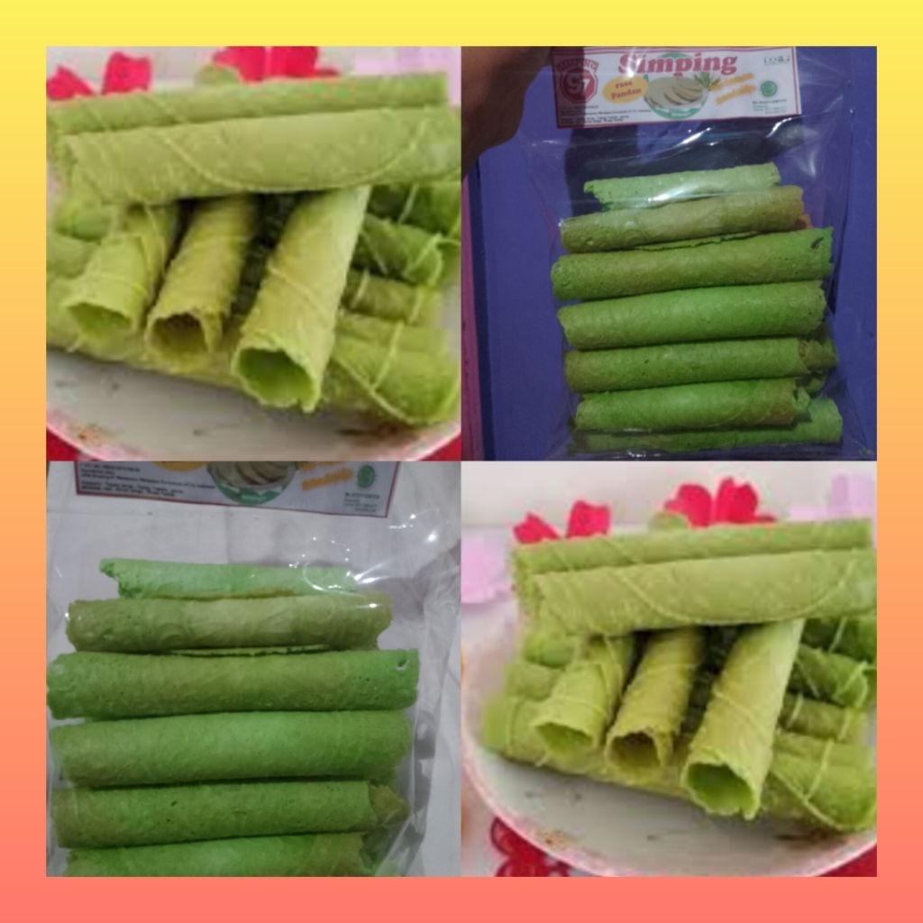

kue semprong manis pandan 1 bungkus isi 10 pcs | Semprong pandan bakar | Cemilan panggang semprong pandan | Kue bakar panggang semprong pandan