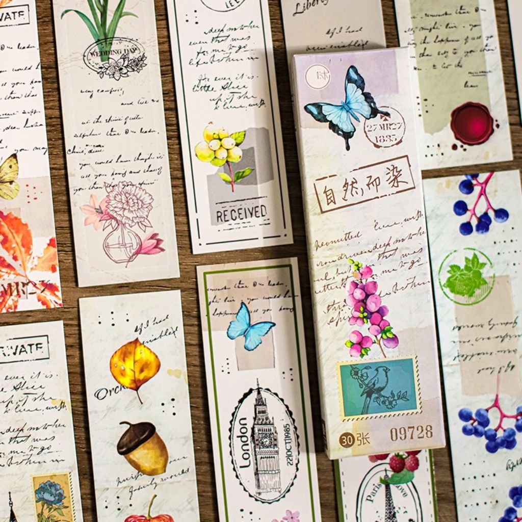 

30pcs paper bookmark pembatas buku vintage flower
