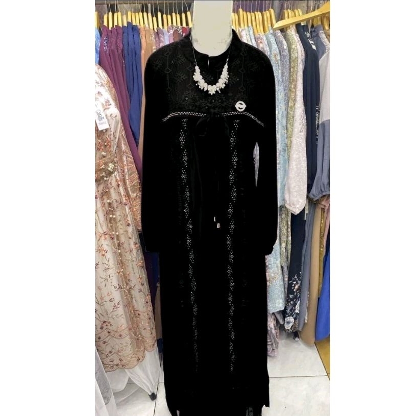 Gamis brokat syar’i Gamis brokat kombinasi polos Gamis pesta brokat Gamis bordir modern Gamis brukat