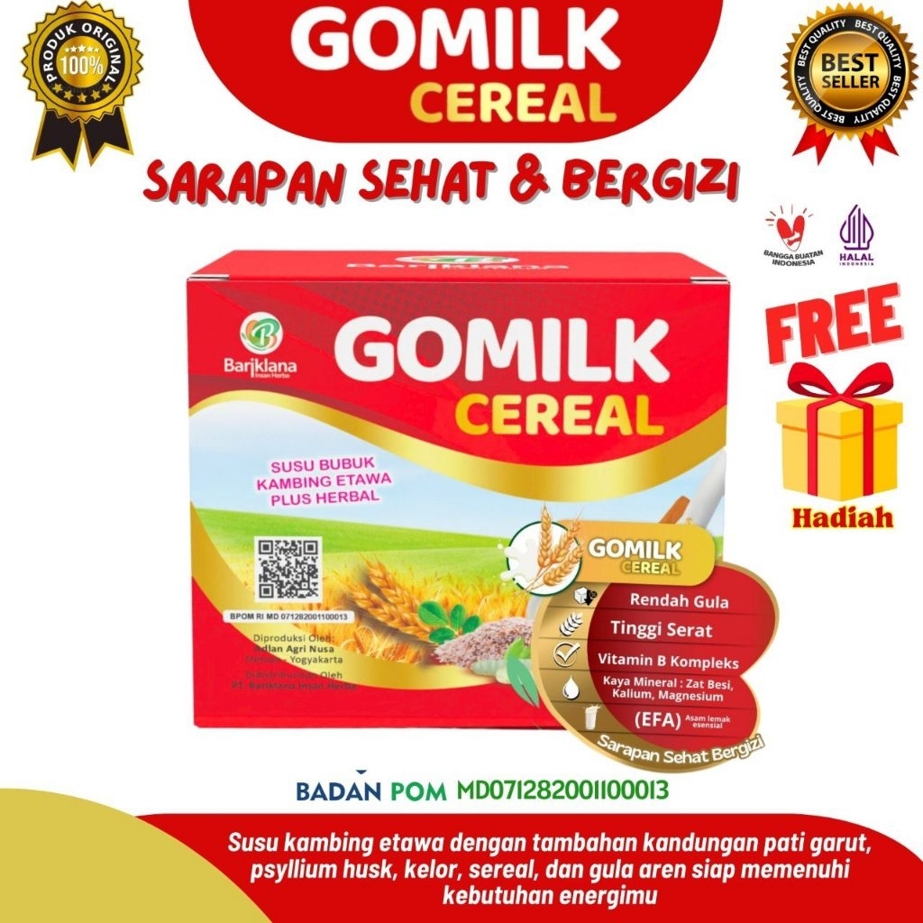 

Gomilk Cereal – Sarapan Herbal untuk Asam Lambung, GERD, Maag | Susu Etawa, Kaya Nutrisi
