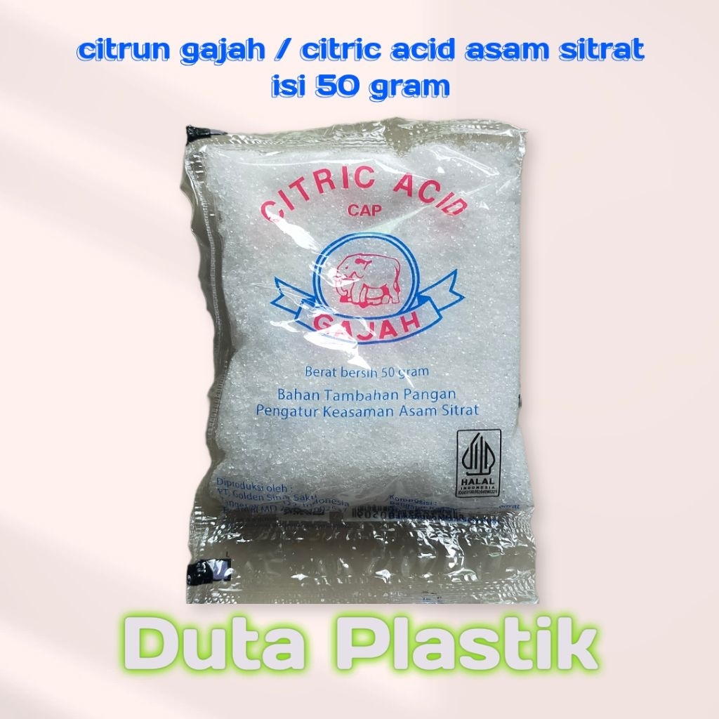 

CITRUN GAJAH / CITRIC ACID ASAM SITRAT SACHET ISI 50 GRAM