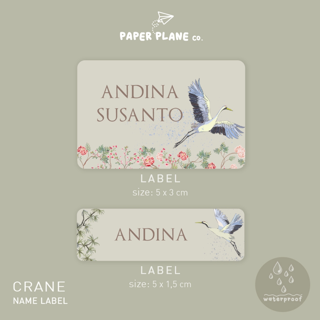 

Sticker Label Nama Tema Satwa Tahan Air Anti Luntur Personalize