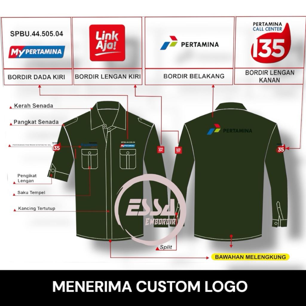 KEMEJA PDH/PDL CUSTOM BORDIR SATUAN