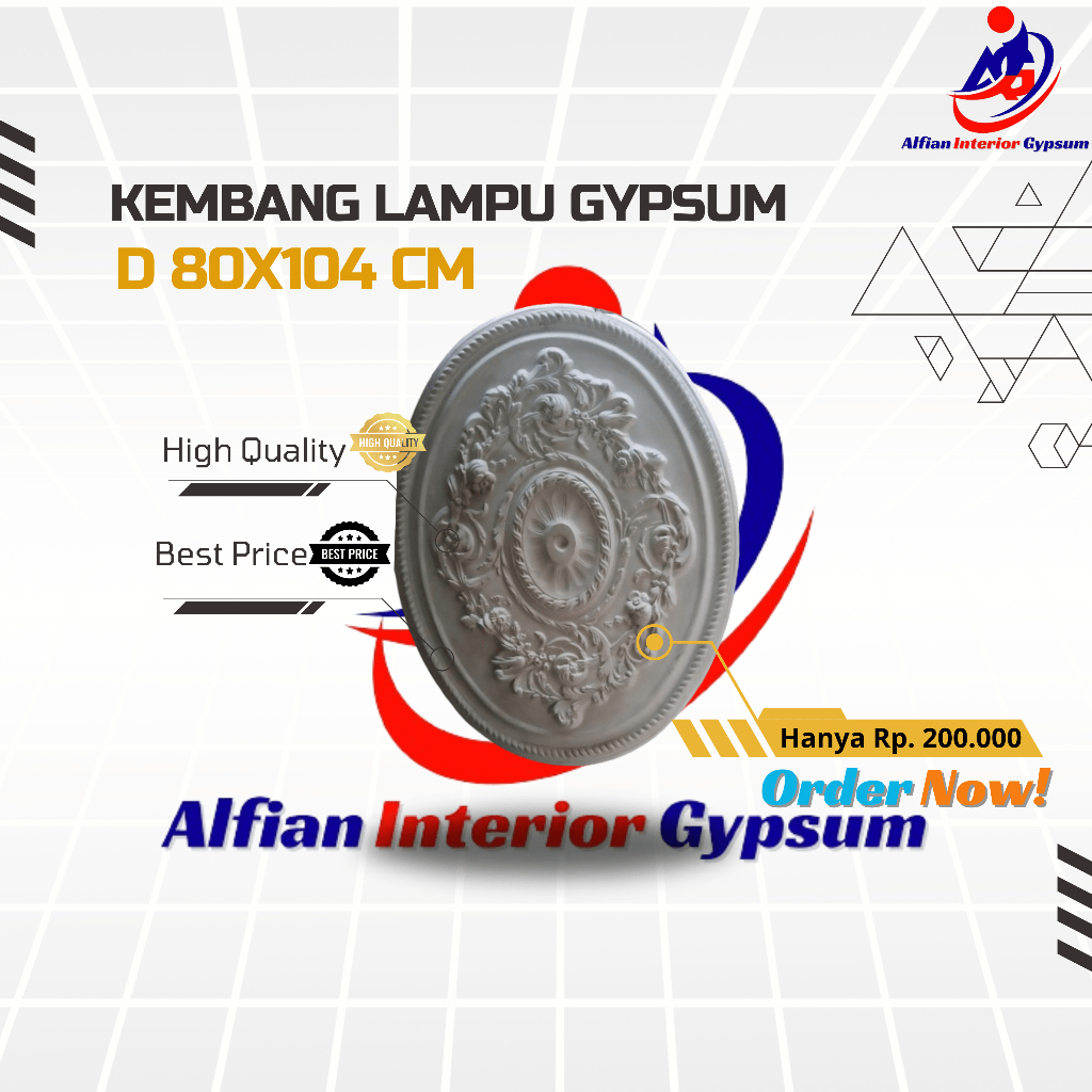 Ornamen Lampu Profil Gypsum Plafon D 80x104 cm