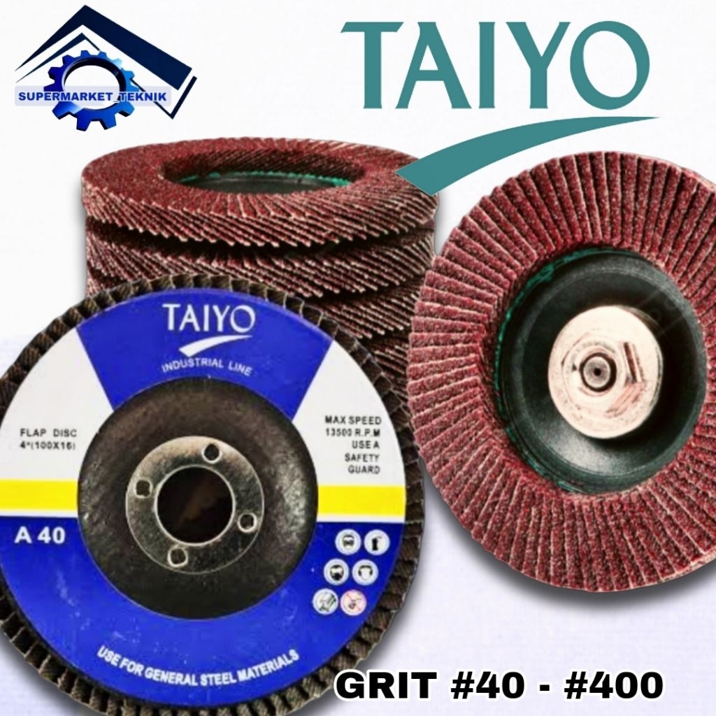 TAIYO Gerinda Amplas / Flap Disc Taiyo 4" Inch Grit #40 - #240