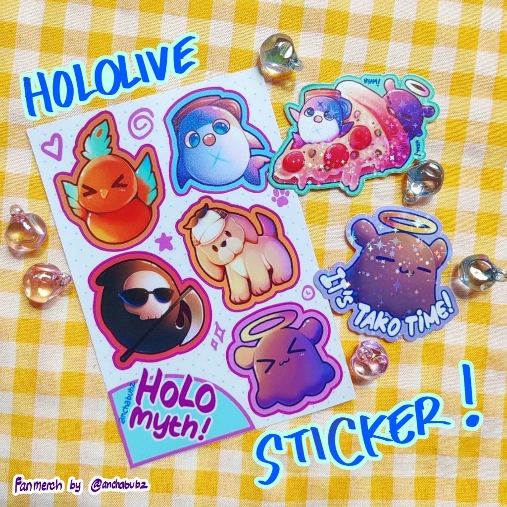 

STICKER HOLOLIVE (Sticker Sheet & Diecut Sticker) Ina Tako, Gawr Gura, Calliope Mori, Amelia Watson, Kiara FANMERCH
