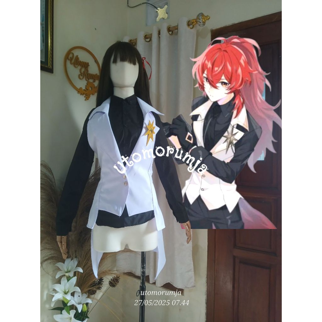 utomorumja kostum cosplay ROMPI diluc bartender genshin impact