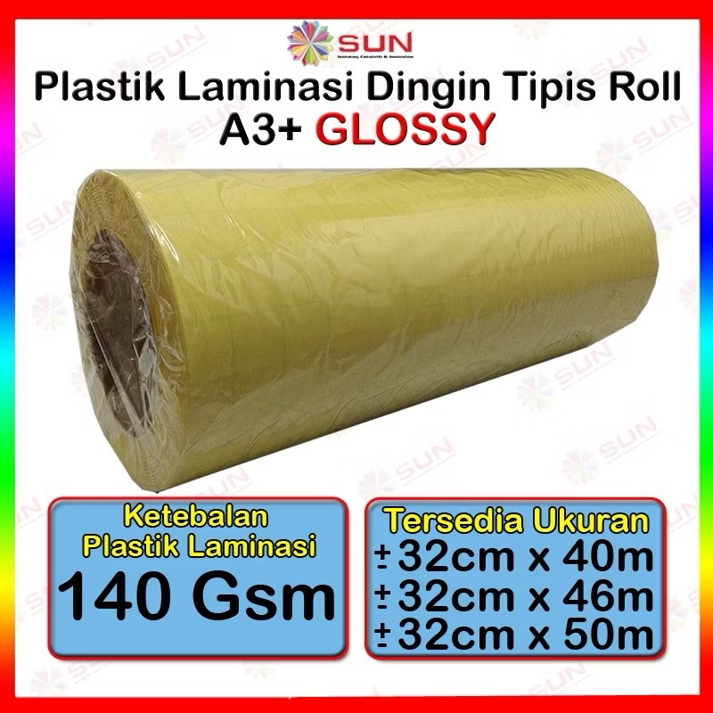 

Plastik Laminasi Dingin Tipis Roll A4+ / A3 140 micron - Motif GLOSSY, DOFF MATTE ( Sticker Bening