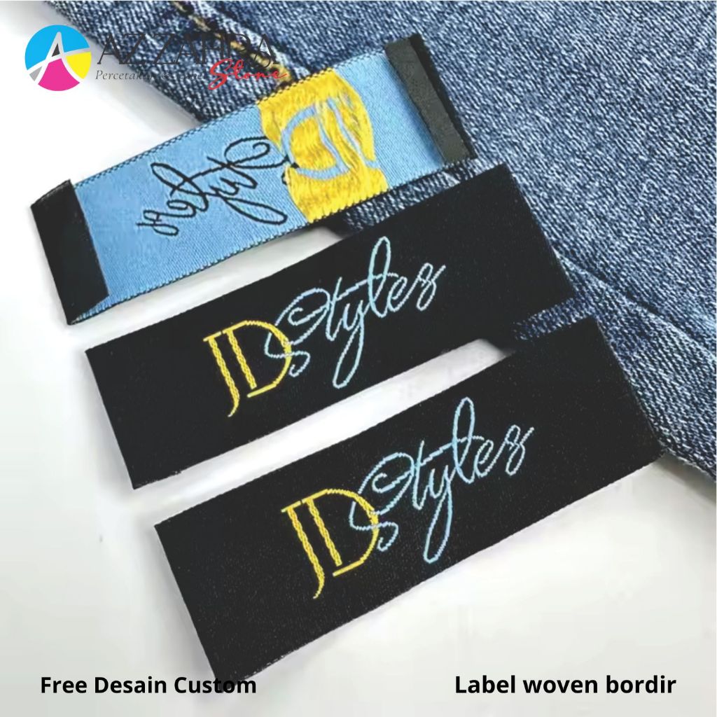 

Label woven damask / label rajut / label baju / woven bordir / label custom / label murah UK 3x6cm