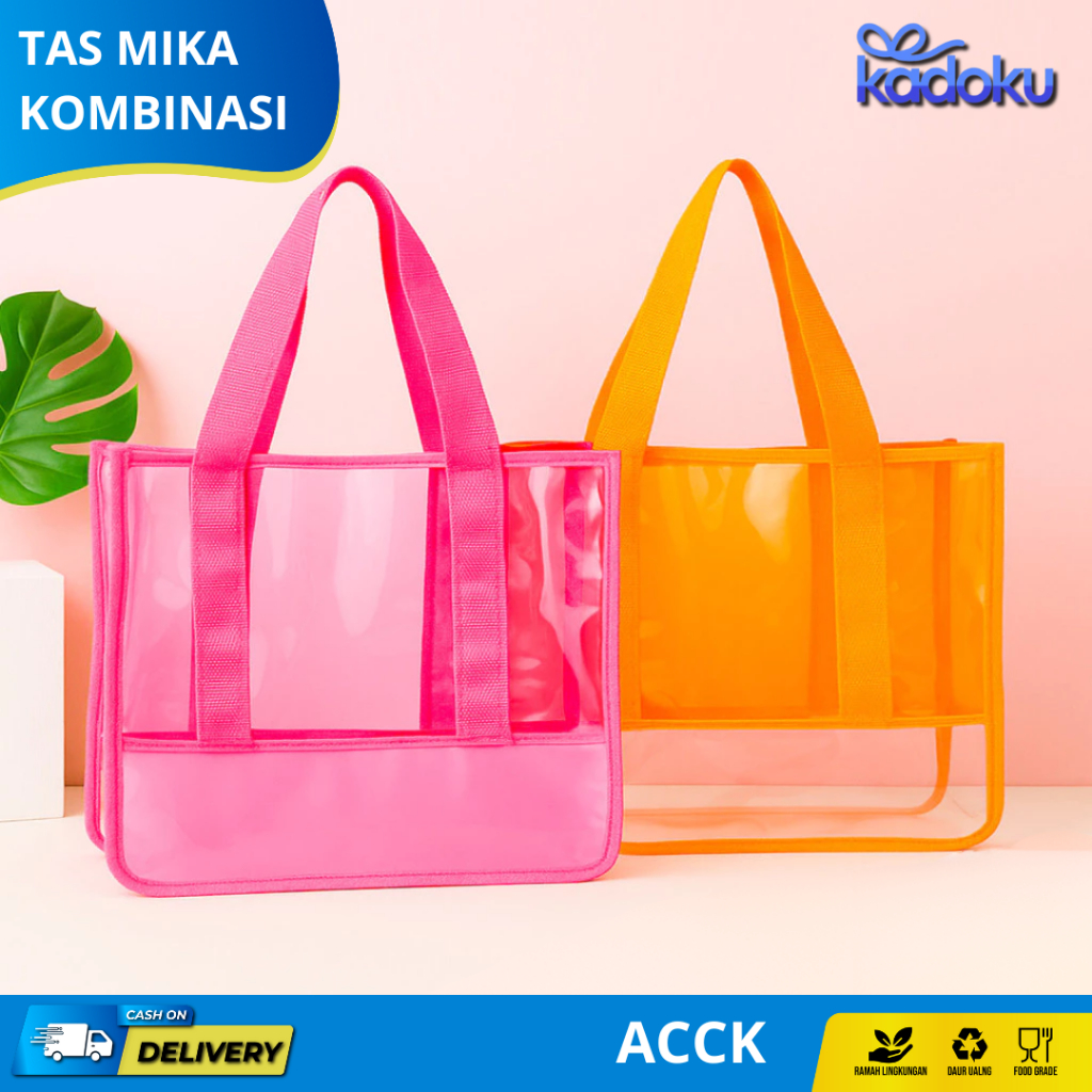 Tas Mika PVC Warna Polos / Totebag Mika PVC Warna Polos / Tas Belanja PVC Warna / Tas Travel PVC